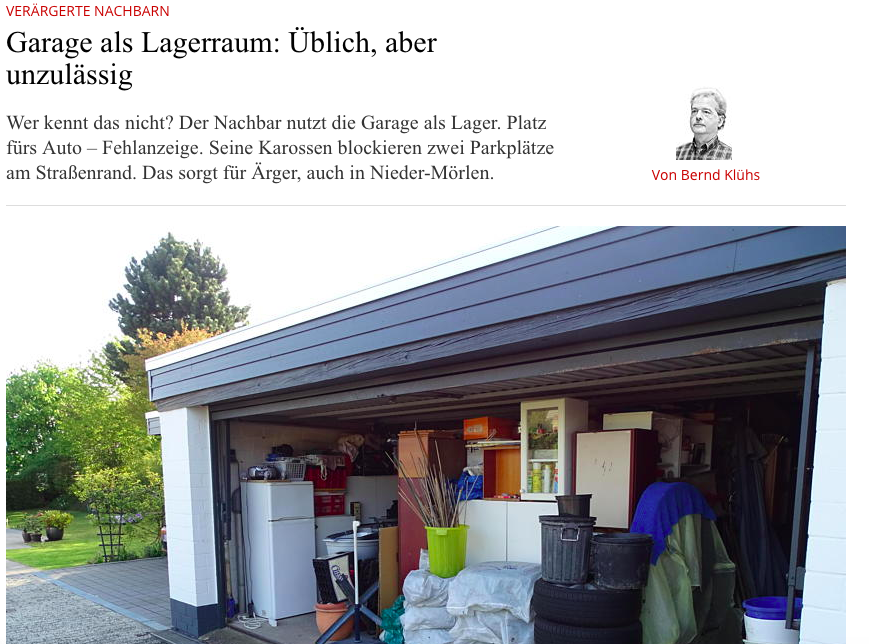 Geldstrafe von 500 Euro erhalten, wenn Sie Ihre Garage als Lagerraum nutzen.
