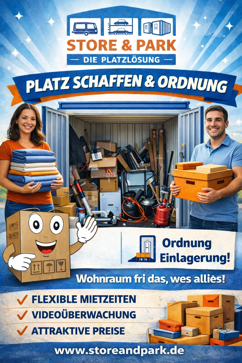 Platz schaffen leicht gemacht – Self Storage mit Store & Park